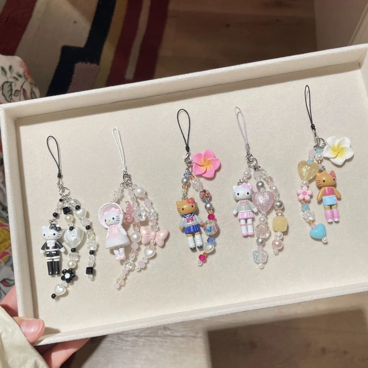 New Long Legged Hello Kitty Phone Chain Kawaii Fashion Bag Keychain Cartoon Keyring Creative Bag Pendant for Girls Gift