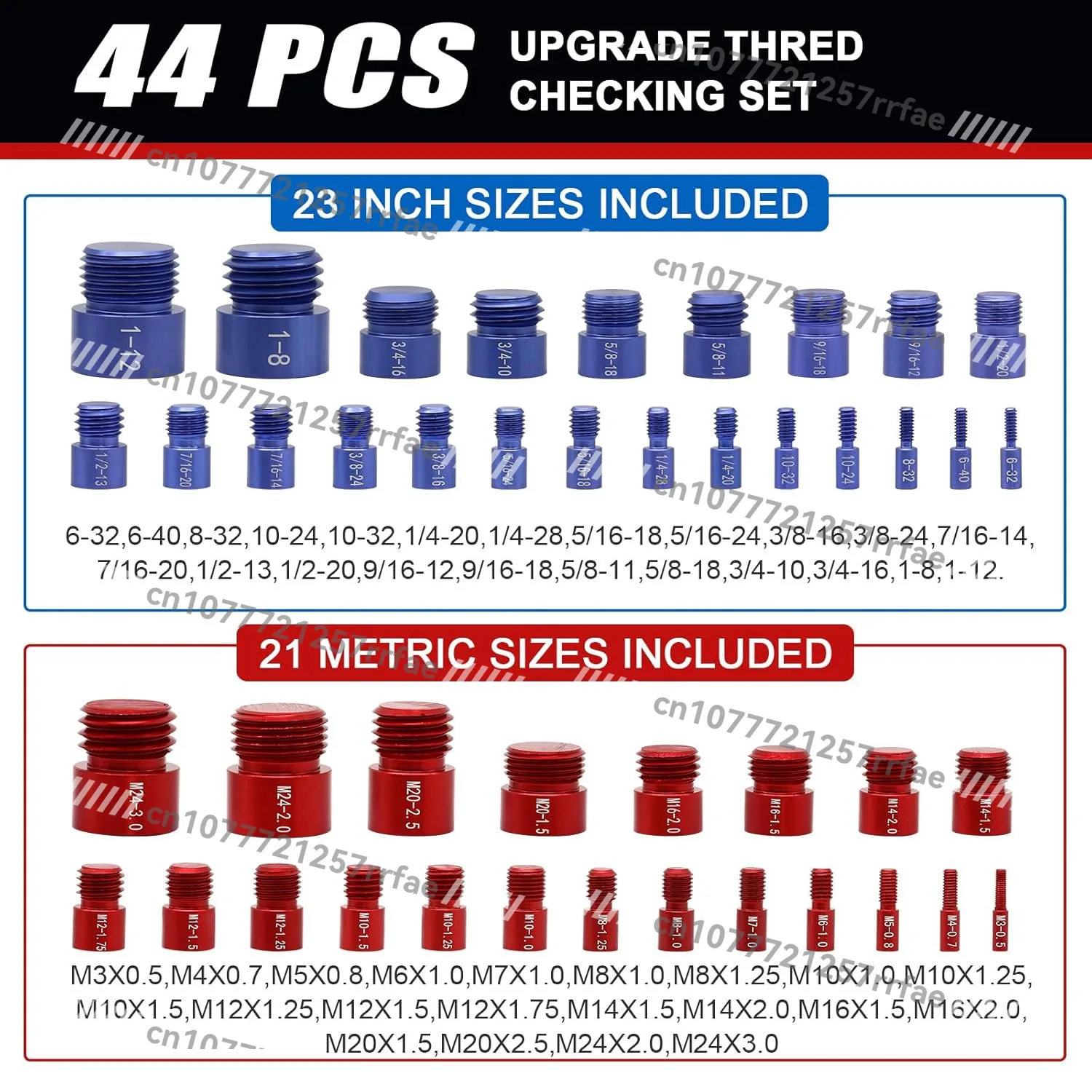 Nut and Bolt Thread Checker, Gongzi Gauge, Metric and British 44-piece Set