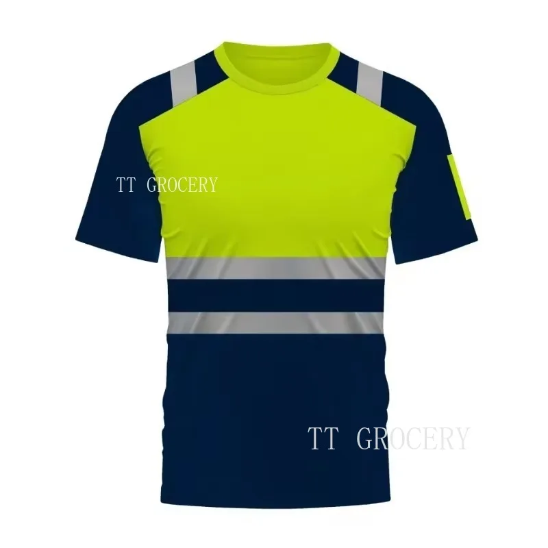 Imagem -05 - Visibilidade Segurança Camisas do Trabalho Verão Respirável Trabalho t Shirt T-shirt Reflexivo Quick Dry hi Vis Camisas Grande Xxl Alta