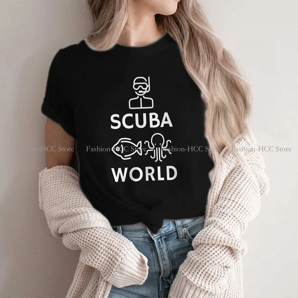 Scuba Diver Adventure Sport Polyester TShirt for Women Scuba World Soft Summer Sweatshirts T Shirt Novelty Trendy