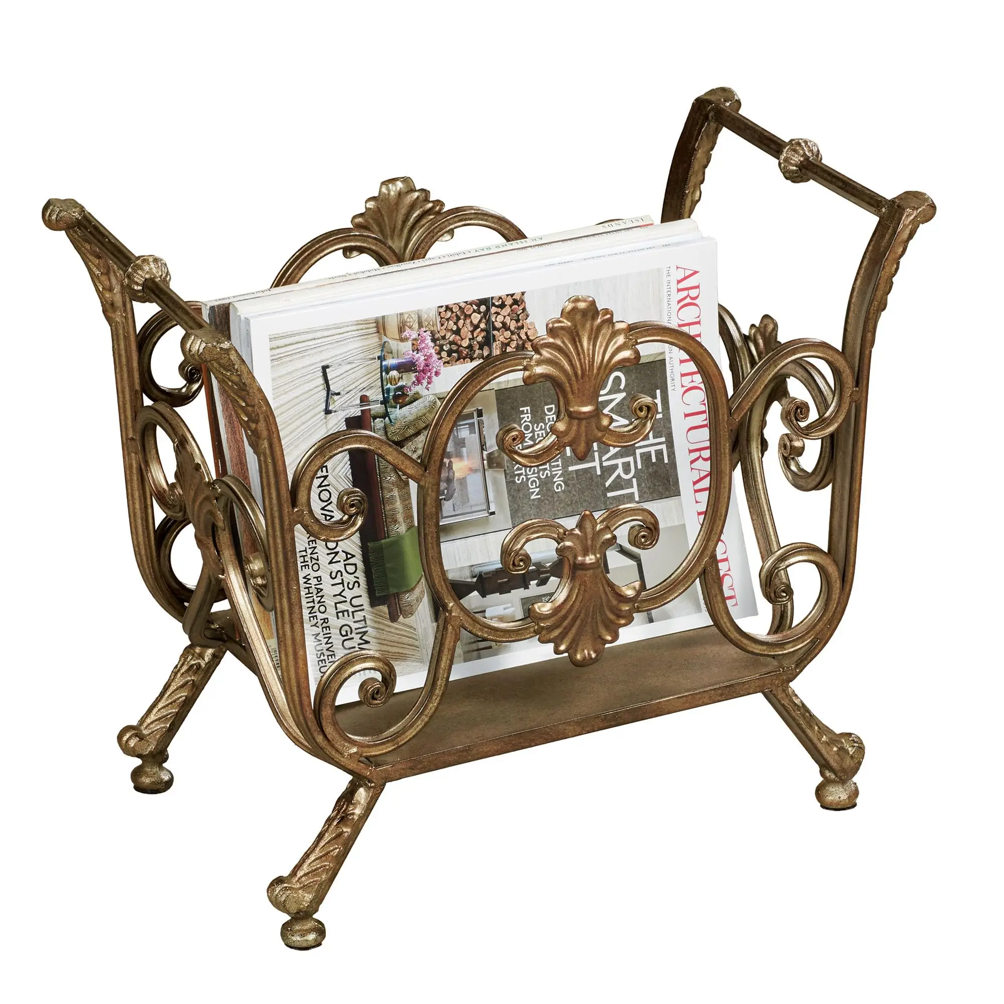 Stratton Magazine Rack - Metal - Bronze, Gold, Copper, Black - Elegant Storage Display for Bedroom, Living Room, Dining