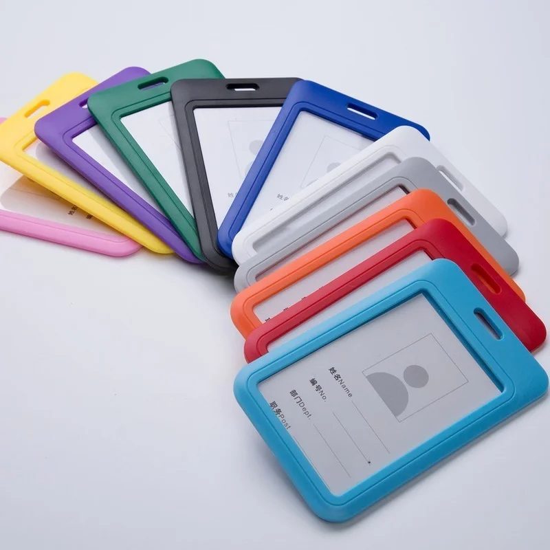 Push Pull Type Identification Badge Holder Employees Staff Credentials Card Cover Business Pass ID Name Card Protector Case