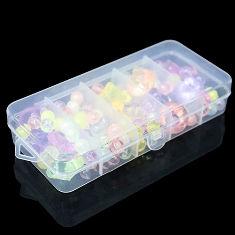 1PC Single Layer Five Cell Rectangular Transparent Plastic Jewelry Display Box Bead Jewelry Container Desktop Storage Organizer