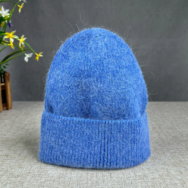 Knitted rabbit hair hat popular female sweater hat for autumn and winter warmth versatile cold hat for men