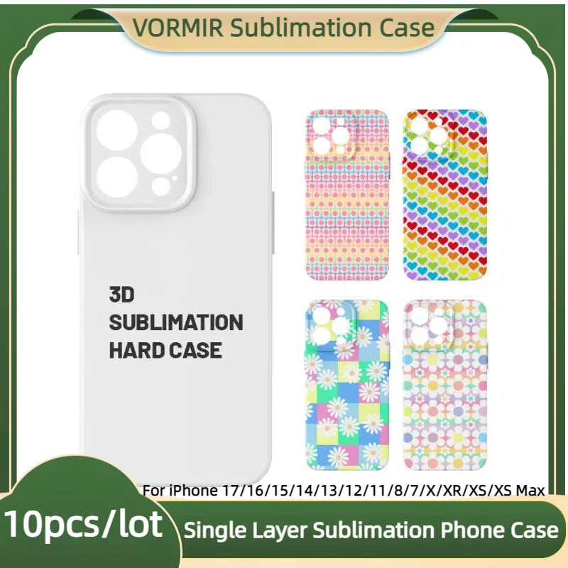 

VORMIR 10pcs 3D Hard PC Slim Sublimation Phone Case Blank Heat Vacuum Press Print Cover For iPhone 17 16 15 14 13 12 11 Pro Max
