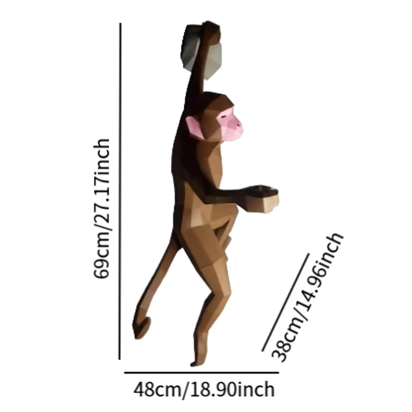 3D Monkey Paper Model Creative Gift Paper Craft Home DIY Craft Monkey Wall Hanging Decoration for Office Library Bedroom Home