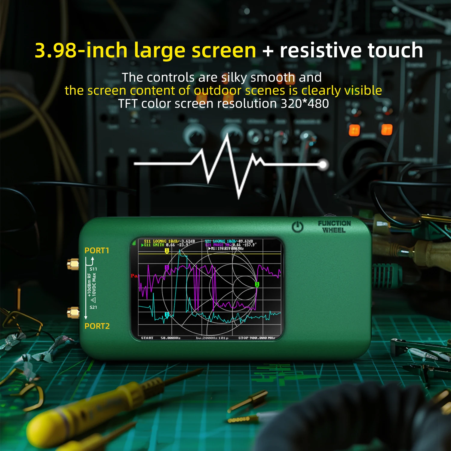 Imagem -03 - Analisador de Rede Vetorial 3.98 10k1.5ghz Alta Freqüência Vhf Uhf Analisador de Antena com Slot para Cartão sd Novo 2023 Nanovna-p5