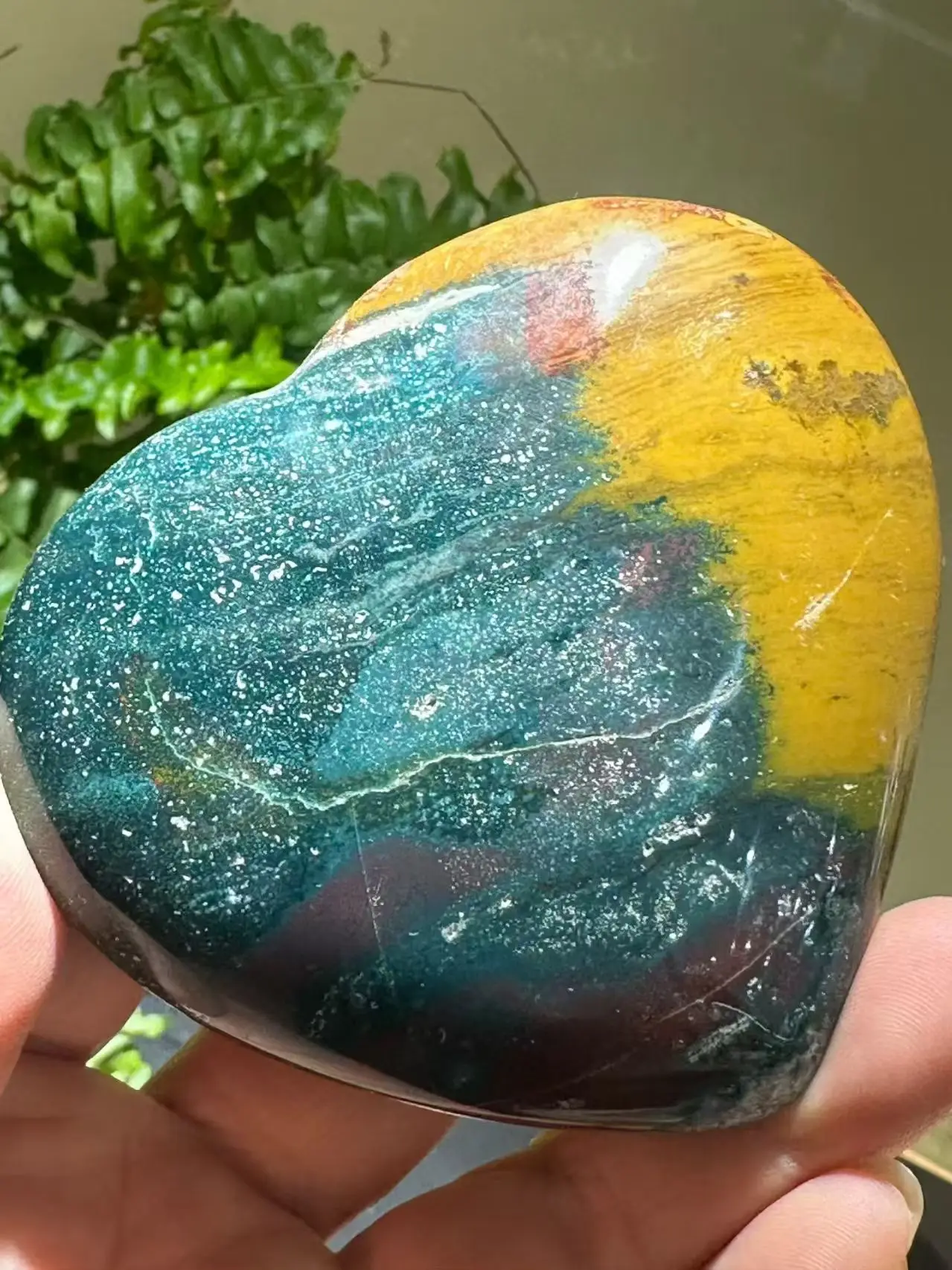 

Natural Ocean Jasper Heart, Quartz Crystal Marine Jade Heart Polished Heart, Mineral Spiritual Healing