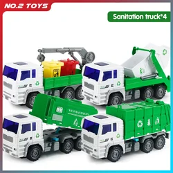 4PIECE Large Construction Engineering Trucks Set City Sanitation Garbage Truck Model Vehicle Car Education Toy for Children Gift