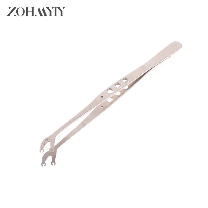 Dental Surgical Suture Tweezer Tip With Hole Operation Stitching Tweezer Suture Corn Tweezers Dressing Forceps Serrated Tip