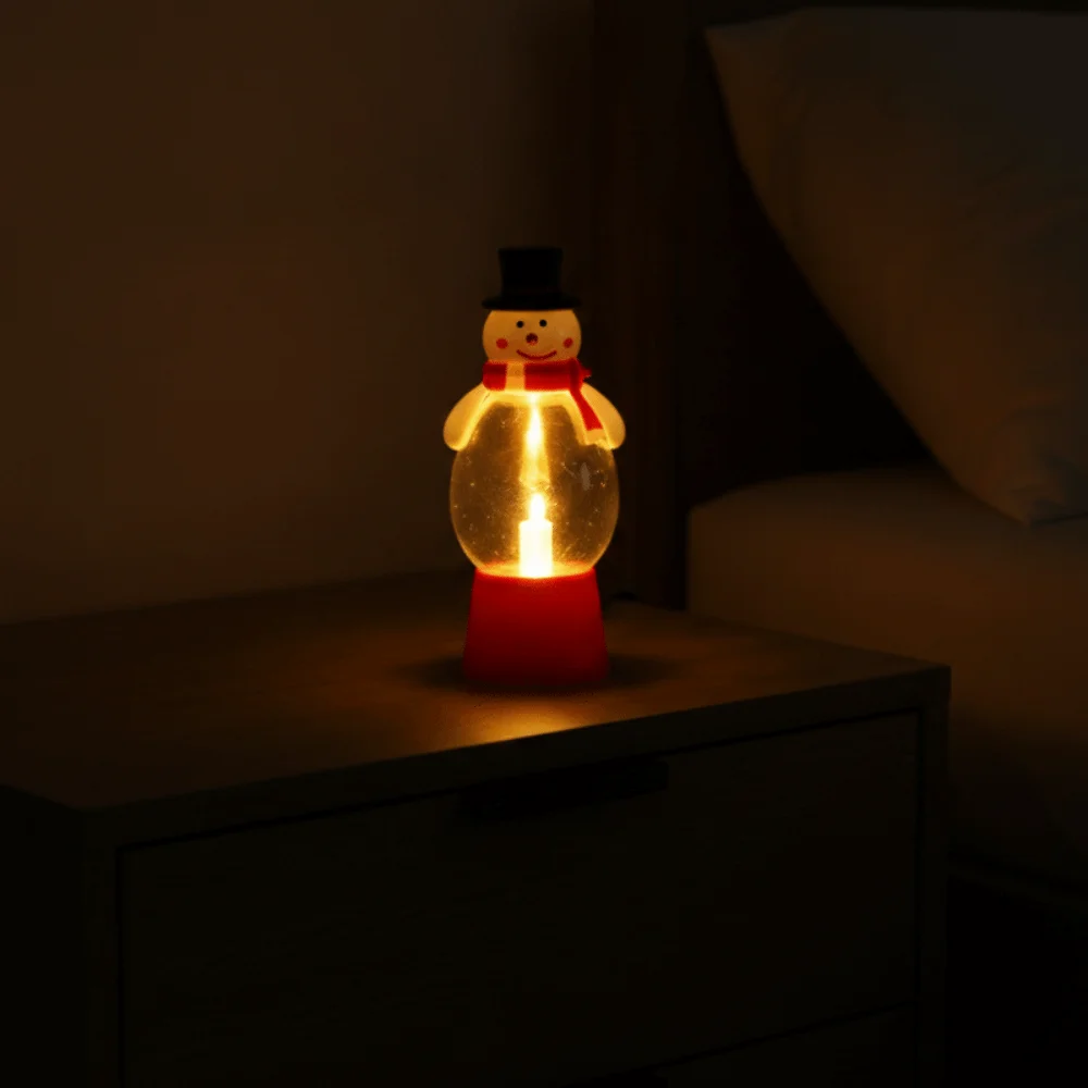 Warm Glow Christmas Night Light Clear Shell Cute Style Snowman Atmosphere Light Battery Powered Durable Plastic