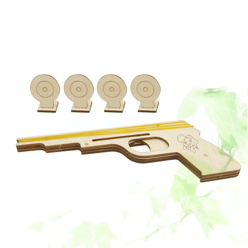

Mechanical 3d Puzzle Toys Wooden Rubber Band Shooter Children Intelligence Bamboo
