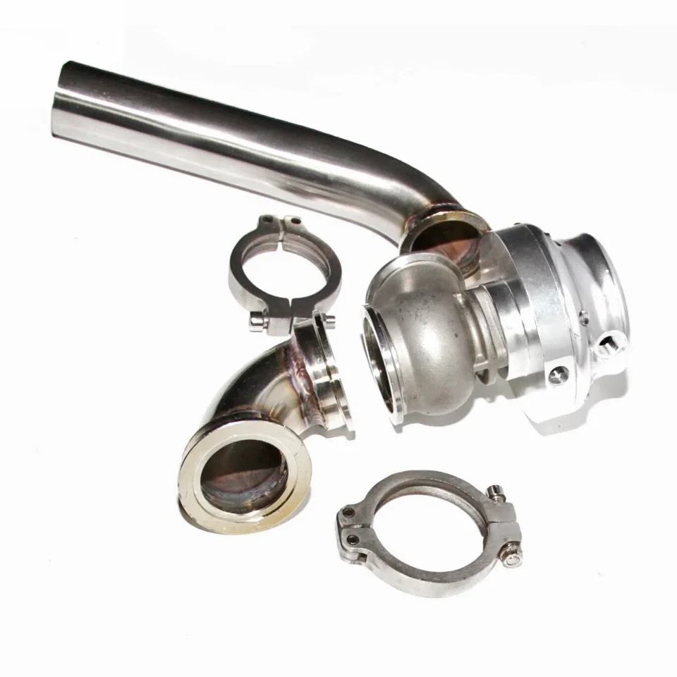 Turbo 38MM V-Band External Wastegate Silver Kit With Dump Tube And 90 Degree Elbow Adapter