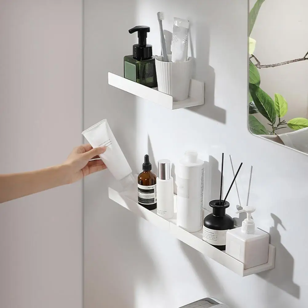Toothbrush Holder Bathroom Shower Caddy Wall Mounted Organizer No-drill Plastic Bathroom Storage Shelf Floating Kitchen for Easy