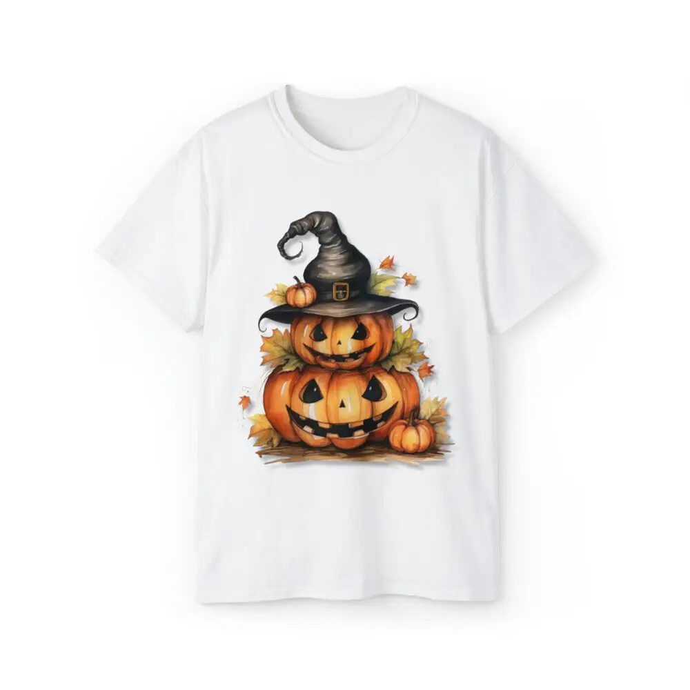 Ultra Cotton Tee Pumpkins T-shirts Hat Witch Happy Halloween For Men Women Summer Tees Cotton Luxury Brand Vintage Oversized