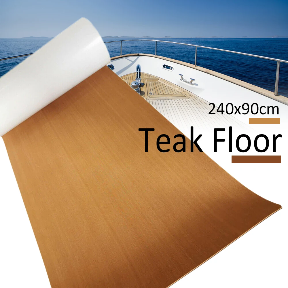 

240 X 90cm EVA Foam Mat Waterproof Self-Adhesive Teak Floor Mat for RV Yacht