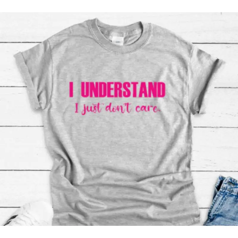 

Серая футболка «Я понимаю просто не заботится»