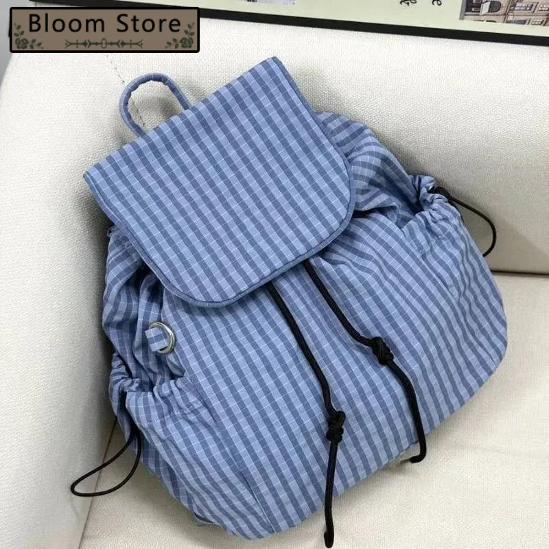 

Japanese All Match Preppy Plaid Backpacks Women Vintage Casual Travel Bags Students Streetwear Simple Schoolbags Y2k Aesthetic