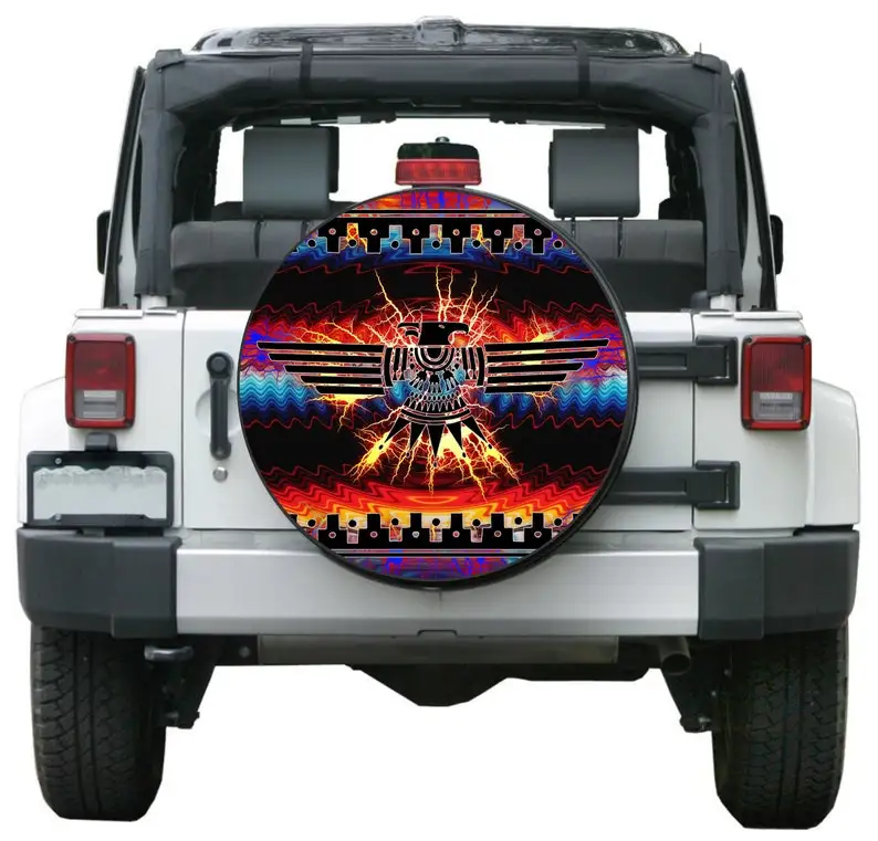 

Thunderbird Aztek Tribal Southwest Spare Tire Cover ~ ALL Sizes available in menu~ Camera opening option in Menu ~ Heavy Duty Ti