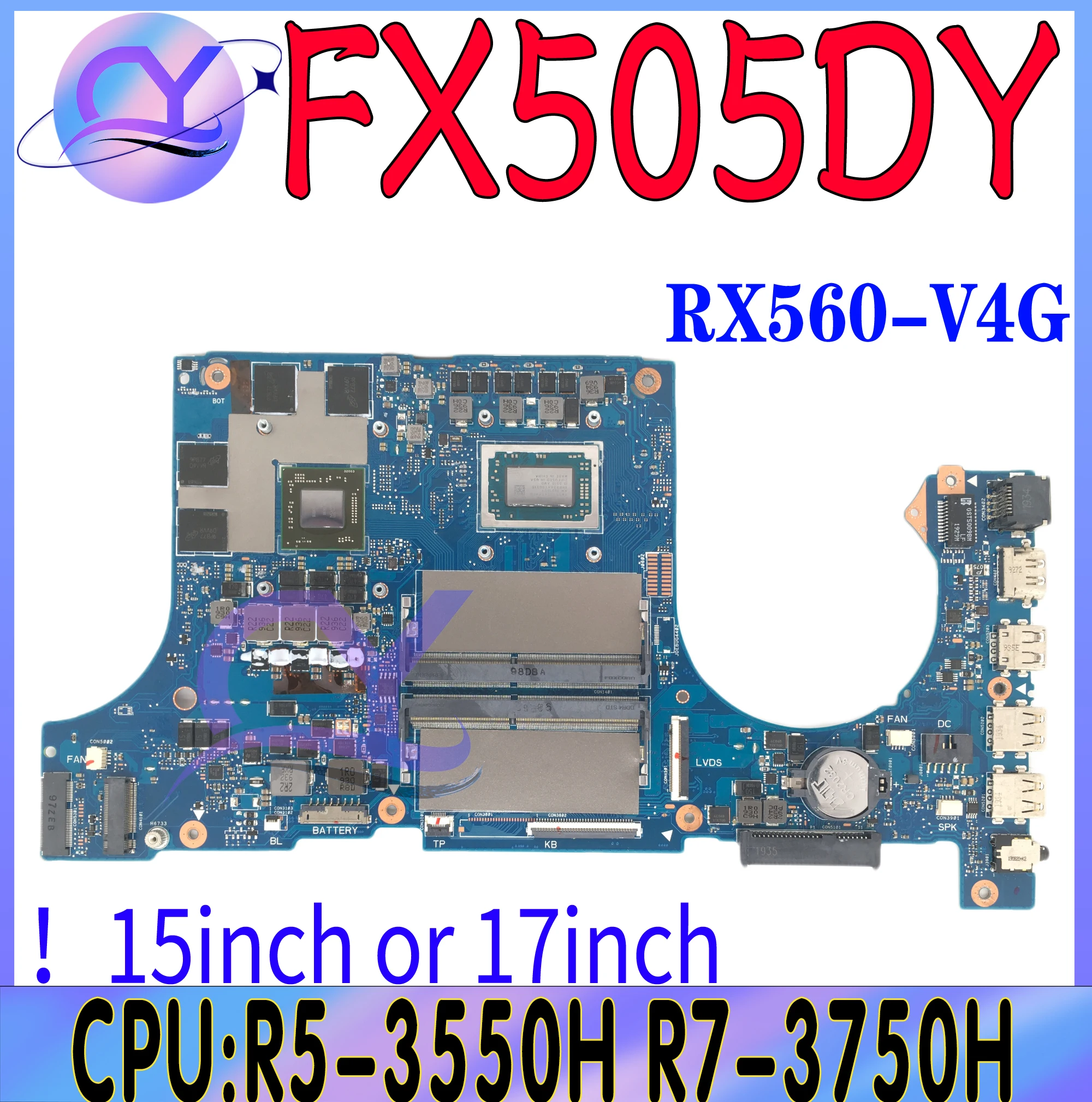 Fx505dy laptop motherboard für asus tuf gaming fx505d fx705dy fx505 mainboard mit R5-3550 R7-3750 rx560 100% funktioniert gut