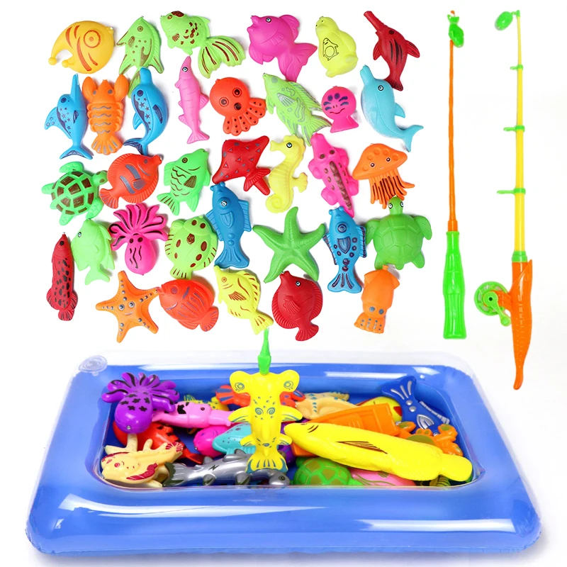 مجموعة ألعاب صيد الأطفال قضيب مغناطيسي مع حمام سباحة قابل للنفخ لعب ألعاب مائية للطفل ألعاب ترفيهية خارجية TMZ