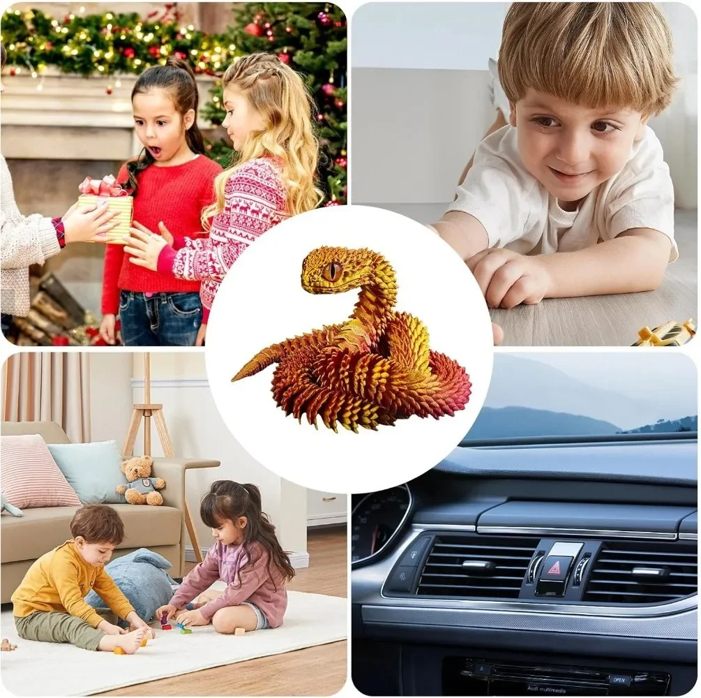 فايبر ثلاثية الأبعاد مطبوعة ثعبان العام لعبة اليدوية ثعبان البيض مجموعة مشتركة نماذج للحيوانات محاكاة لعبة ثعبان صغير