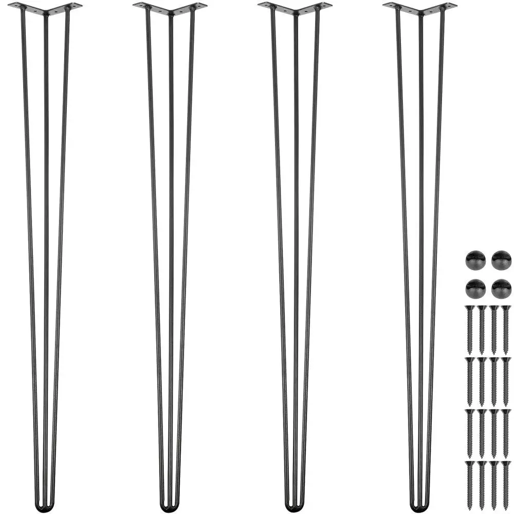 

Hairpin Table Legs 40" Black Set of 4 Desk Legs 880lbs Load Capacity (Each 220lbs) Hairpin Desk Legs 3 Rods for bench Desk