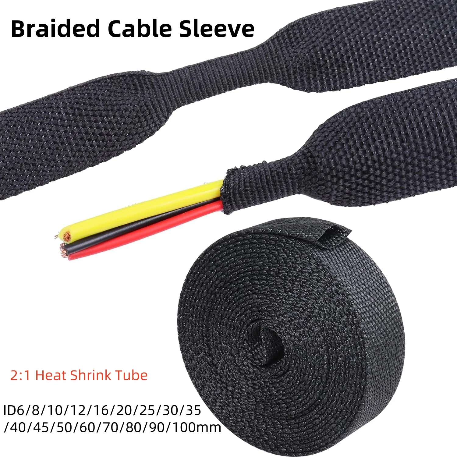 

1 ~ 10 м термоусадочная трубка ПЭТ плетеная кабельная муфта 4 мм - 100 мм 2:1 термоусадочная изоляция нейлоновая обертка оболочка защита проволоки