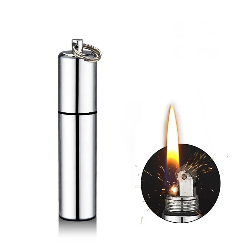 Metal Windproof Gasoline Kerosene Lighter Mini Keychain New Creative Lighter Cigarette Accessories Mens Gadgets