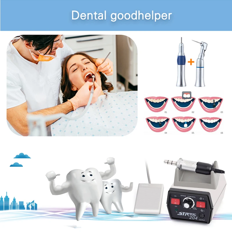 Equipment Dental Micromotor+handpiece Machine 35000RPM Teeth Polishing Manicure Grinding Machine Lab Carving Polishing 204+108E