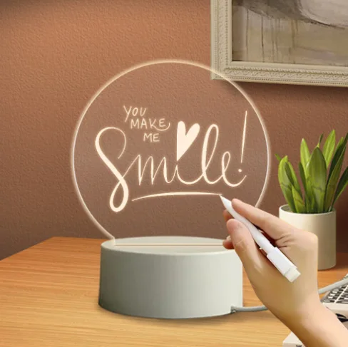 

Creative Acrylic 3D Night Light: Erasable Message Board Whiteboard, DIY Decorative Lighting with Reusable Handwriting