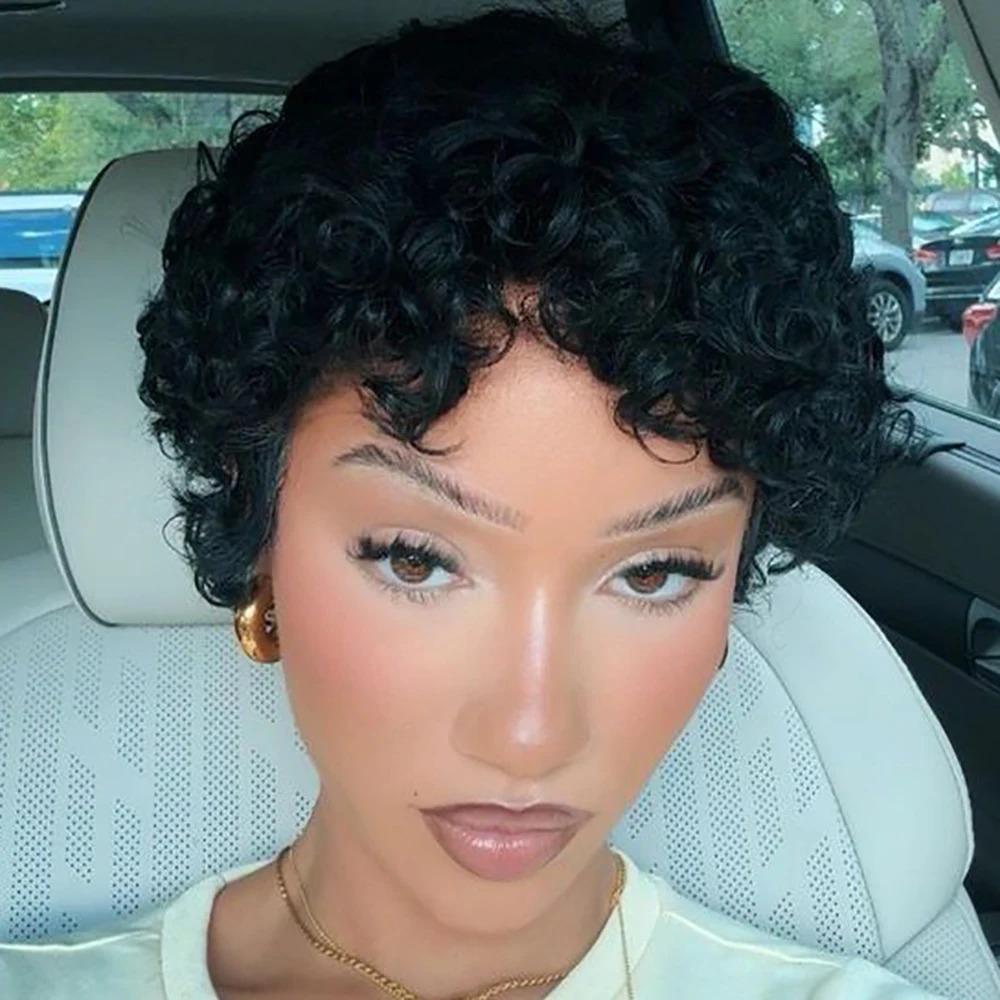 غريب مجعد الباروكات شعر الإنسان عابث قطع شعر مستعار شعر بشري برازيلي مع الانفجارات قبل قطعها للنساء السود آلة صنع الاستخدام اليومي