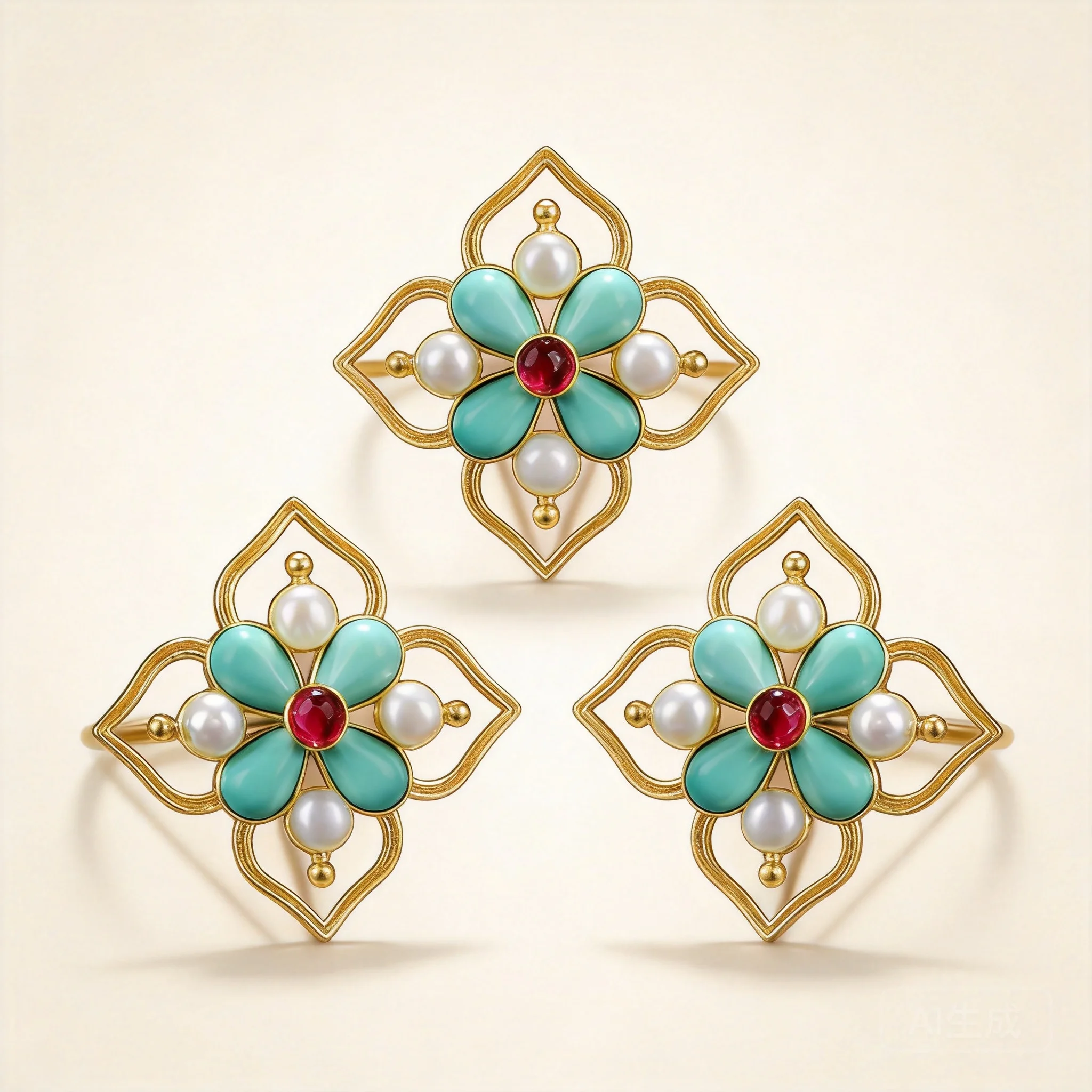 Traditional Chinese Auspicious Blessing Gold Plated Tang Dynasty Baoxiang Flower Enamel Faux Pearl Hairpins For Hanfu Cosplay
