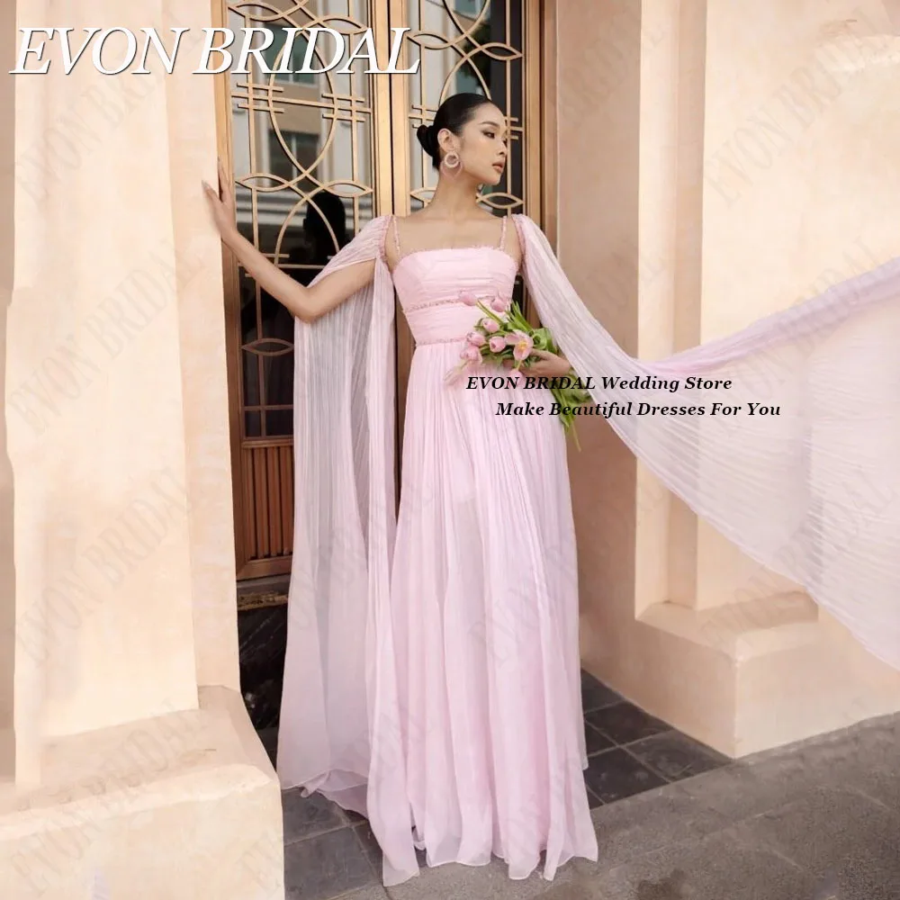 EVON BRIDAL Elegancka suknia wieczorowa o linii A Szyfon Odpinane rękawy Długość do podłogi Dubaj Plisa Vestido De Noche Elegante MujerEVON BRIDAL Elegancka A-Linia Suknia Wieczorowa Szyfon Odłączane Rękawy Długość Pod