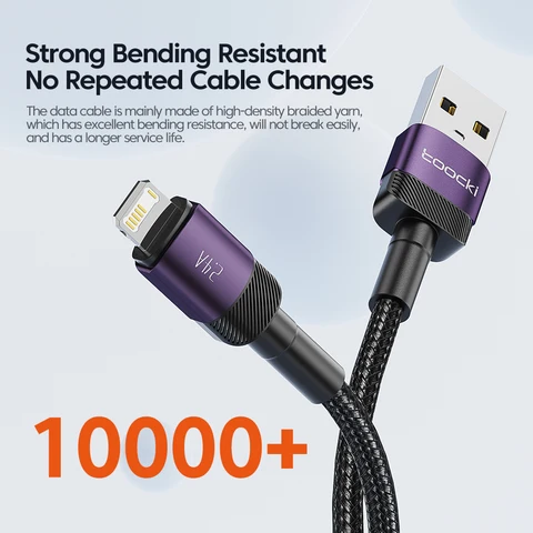 Toocki USB-кабель для iPhone, быстрая зарядка, алюминиевый — изображение продукта