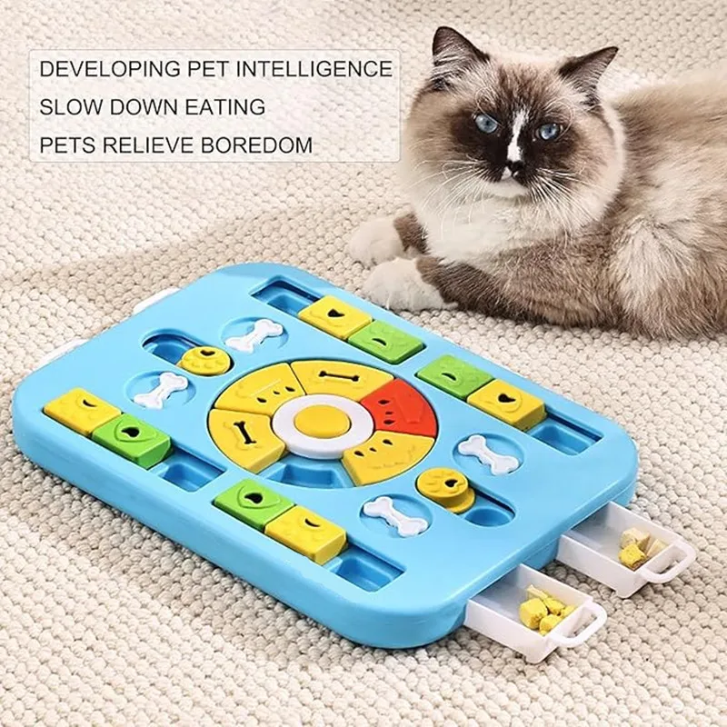 Interaktives Hunde-Puzzle-Spielzeug für große, mittelgroße, kleine Hunde und Katzen, 4-fach spielend, langsamer Futterspender, fördert die Verdauung, leicht zu reinigen