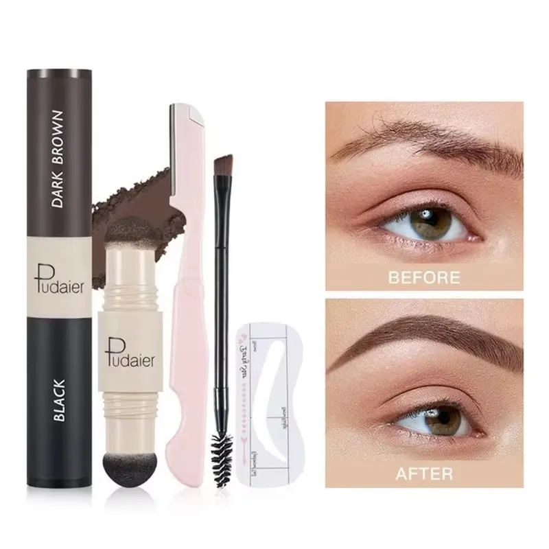 

Pudaier Double-headed Eyebrow Powder Stick Waterproof Long Lasting Natural Eyebrow Pencil Eyebrow Stamp Shadow Powder.