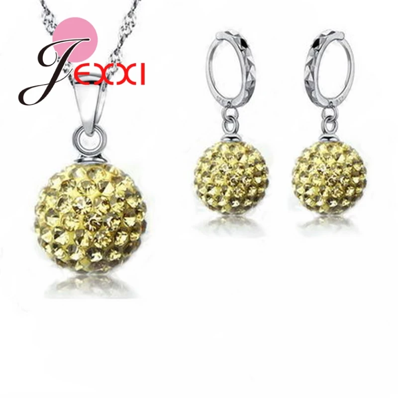 Jewelry High Quality Factory Price Fashion Wholesale Austrial Crystal Colorful 925 Sterling Silver Color Necklace&Earring Sets