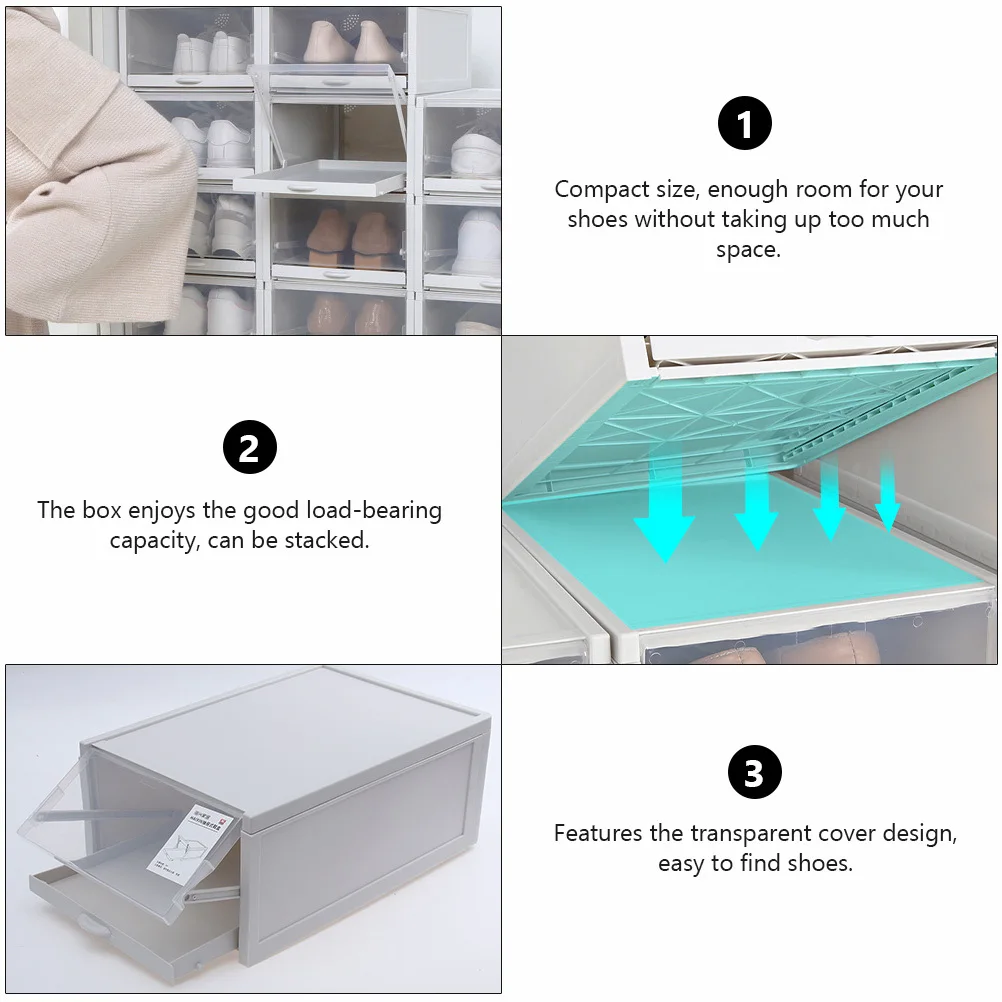 

1Pcs Push-Pull Shoe Storage Container Household Shoes Organizer Box Transparent Cover Stackable Design