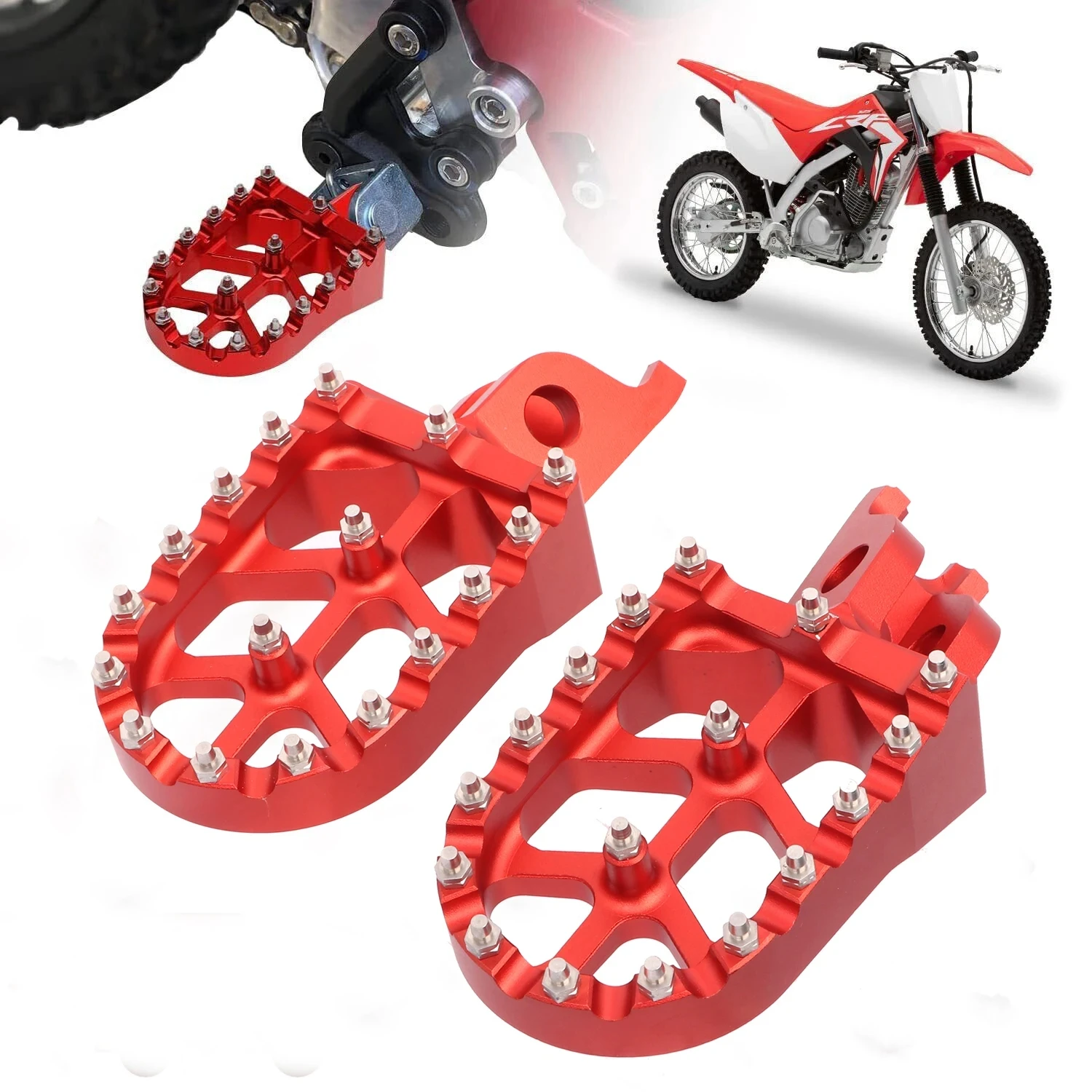 CNC Aluminum Motorcycle FootRest Footpegs Foot Pegs Pedals For HONDA CR125 CR250 CRF150R CRF250R CRF250X CRF450R CRF450X