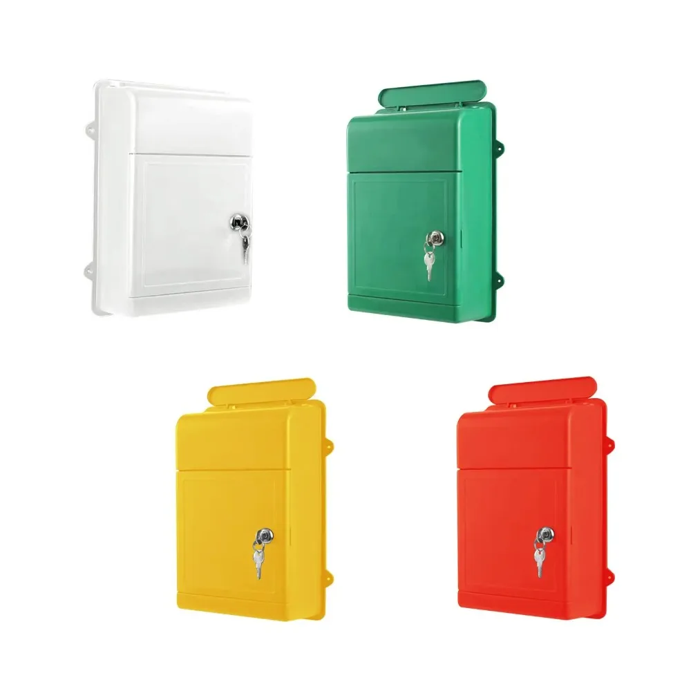 

Wall Mount Mailbox Letter Box Plastic with Lock Postbox Wide Opening Easy To Install Mail Box for School Outdoor Street House