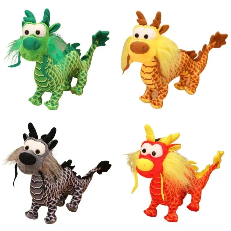 Q0KB realistische pluche Dragon Toy Luck Dragon Gevulde dieren pluche speelgoed voor kinderen