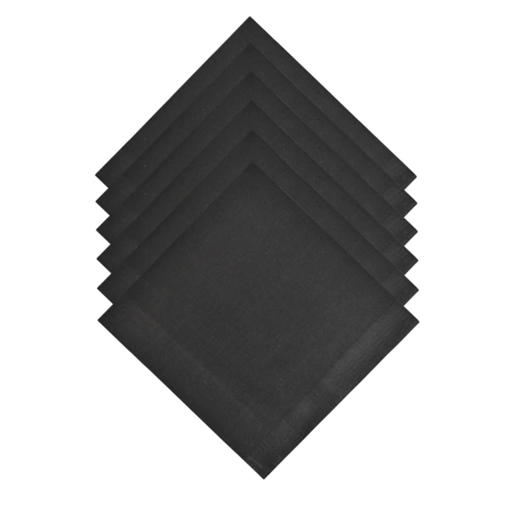 3-6 個コーマ綿ユニバーサルレトロジャカードハンカチ 43 センチメートル/16.9 インチ純粋な黒のウェディングパーティーギフトエレガントなデザイン葬儀サプリメント