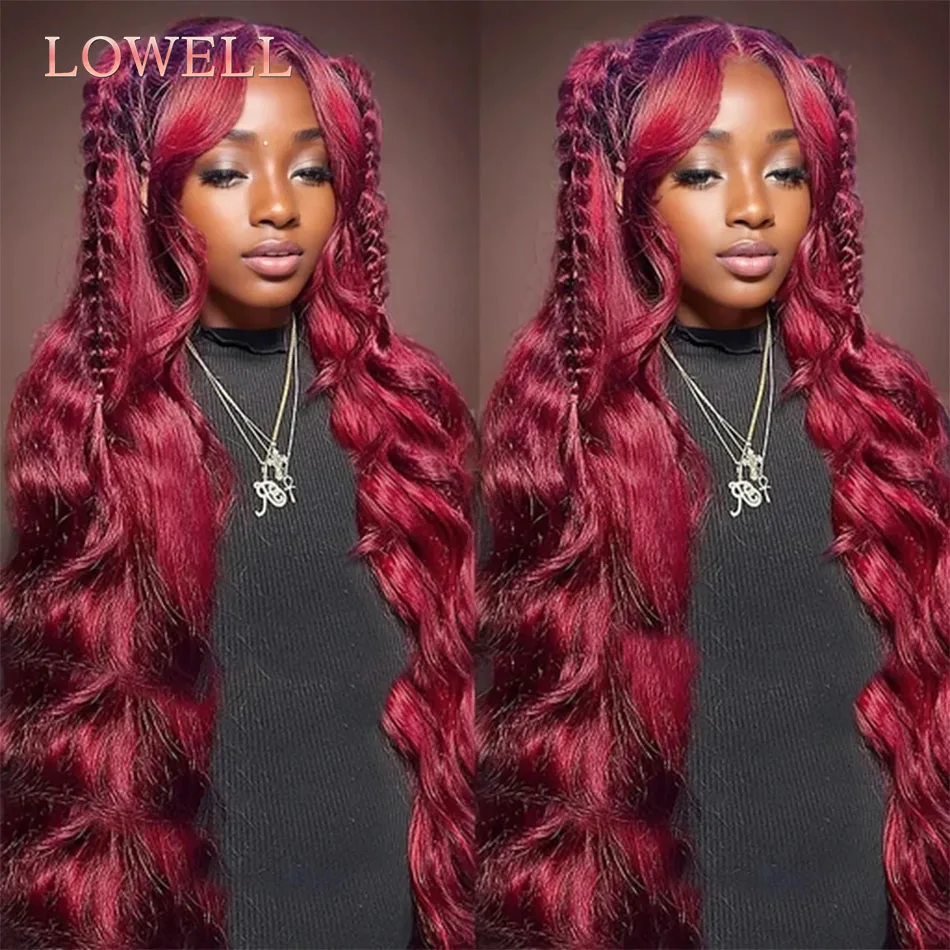 

Burgundy Body Wave Wig 13x4 Lace Front Wig 13x6 Hd Lace Frontal Wig Human Hair Pre Plucked 99j Red Colored Wig For Woman