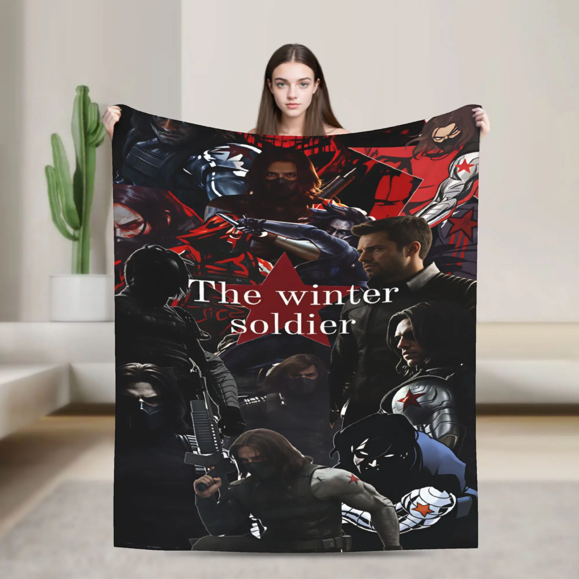 Bucky Barnes Winter Soldier Super Warm Blankets Travel Plush Throw Blanket Funny Couch Bed Flannel Bedspread Sofa Bed Cover