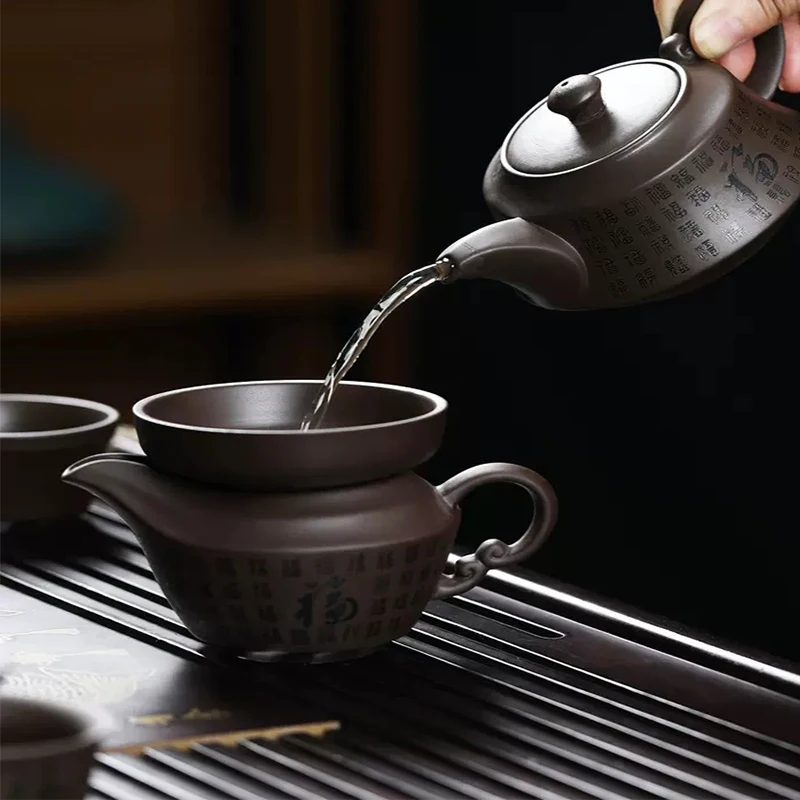 High-end handmade purple clay pot set Chinese tea set