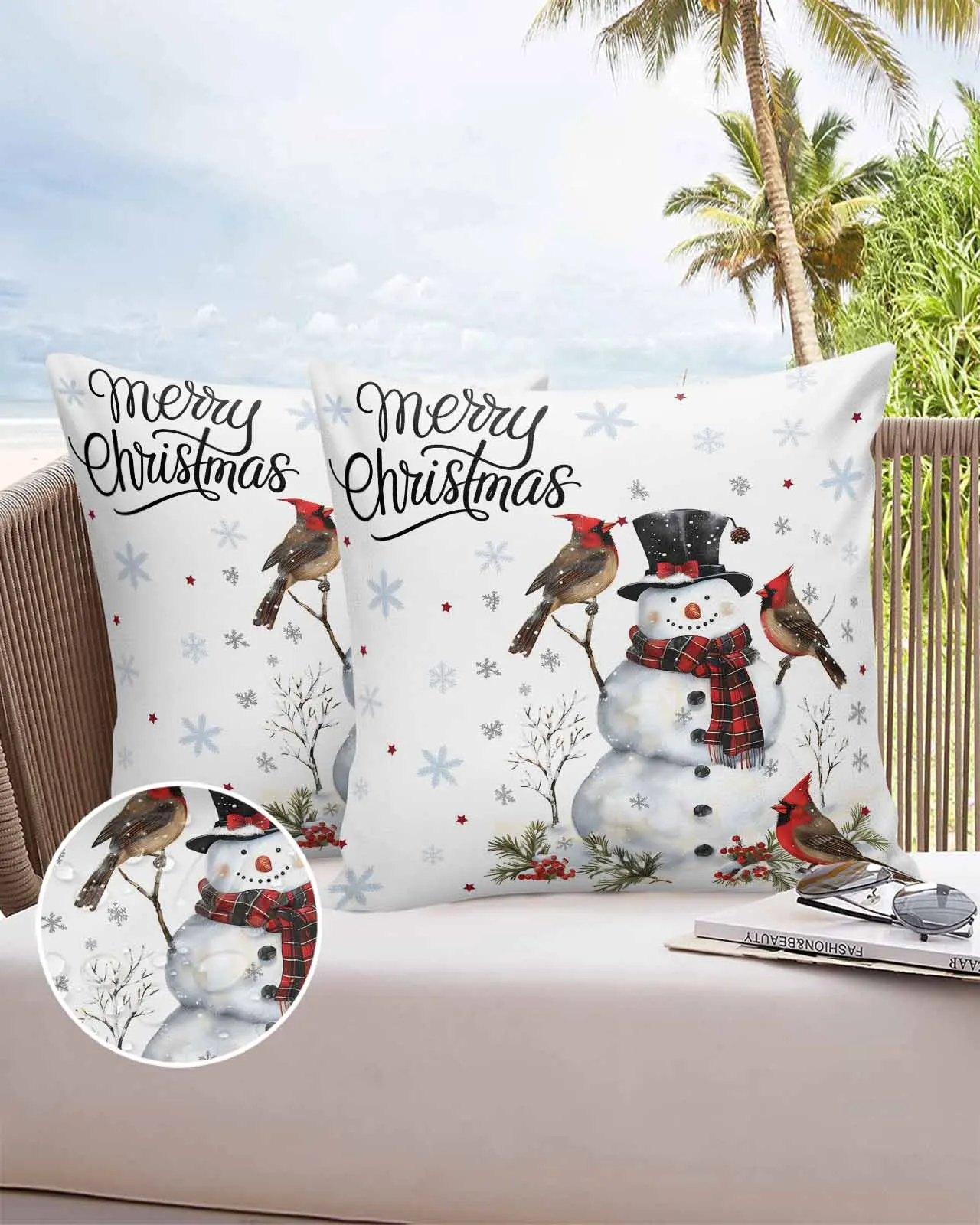 

2/4 шт. водонепроницаемая наволочка зимний снеговик кардиналы звезды уличная наволочка садовый патио наволочки домашний декор