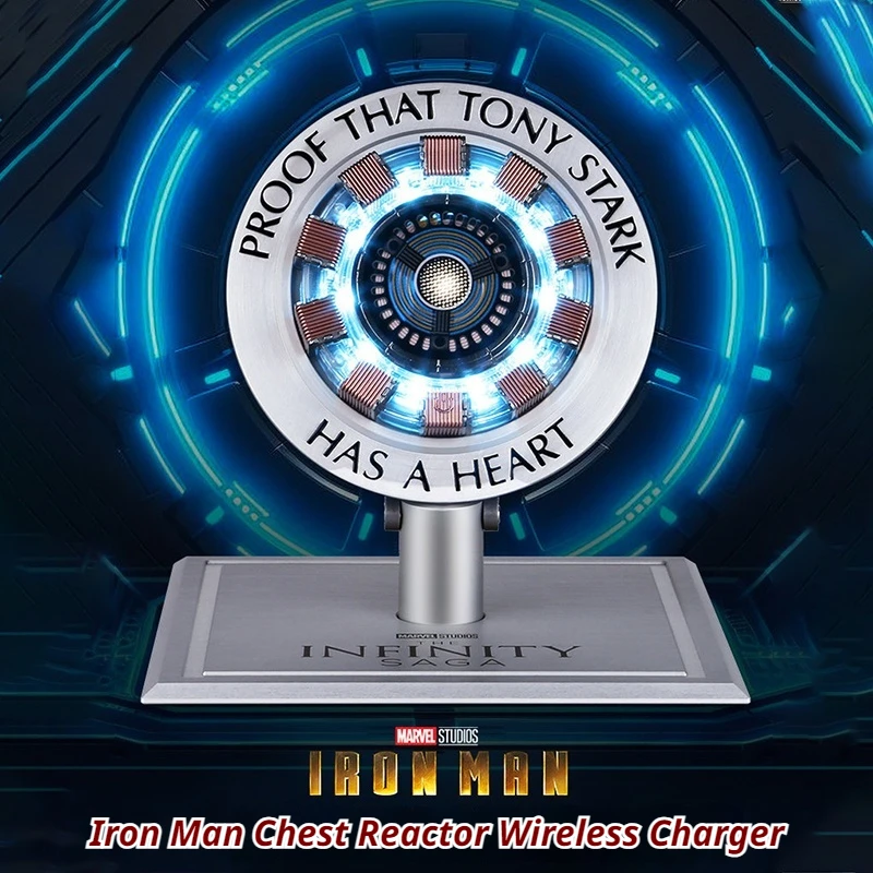 

В наличии: Официальный беспроводной зарядный реактор Iron Man с подсветкой, настольный декор, быстрая зарядка, модель Marvel, подарок, декоративный элемент.