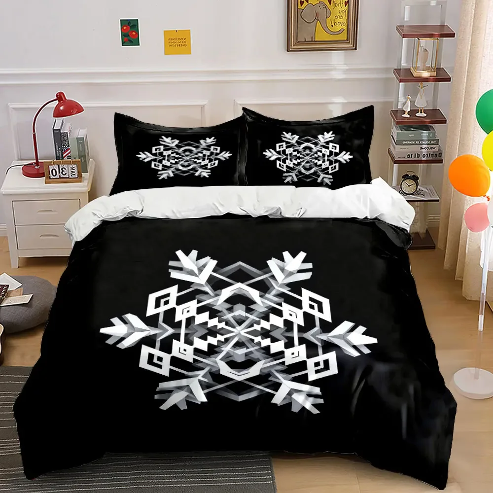Geometric Snowflake Wall Decor Set Soft Comfortable Duvet Cover Bedding Set Included 1*Duvet Cover & 2*Pillowcases, gift