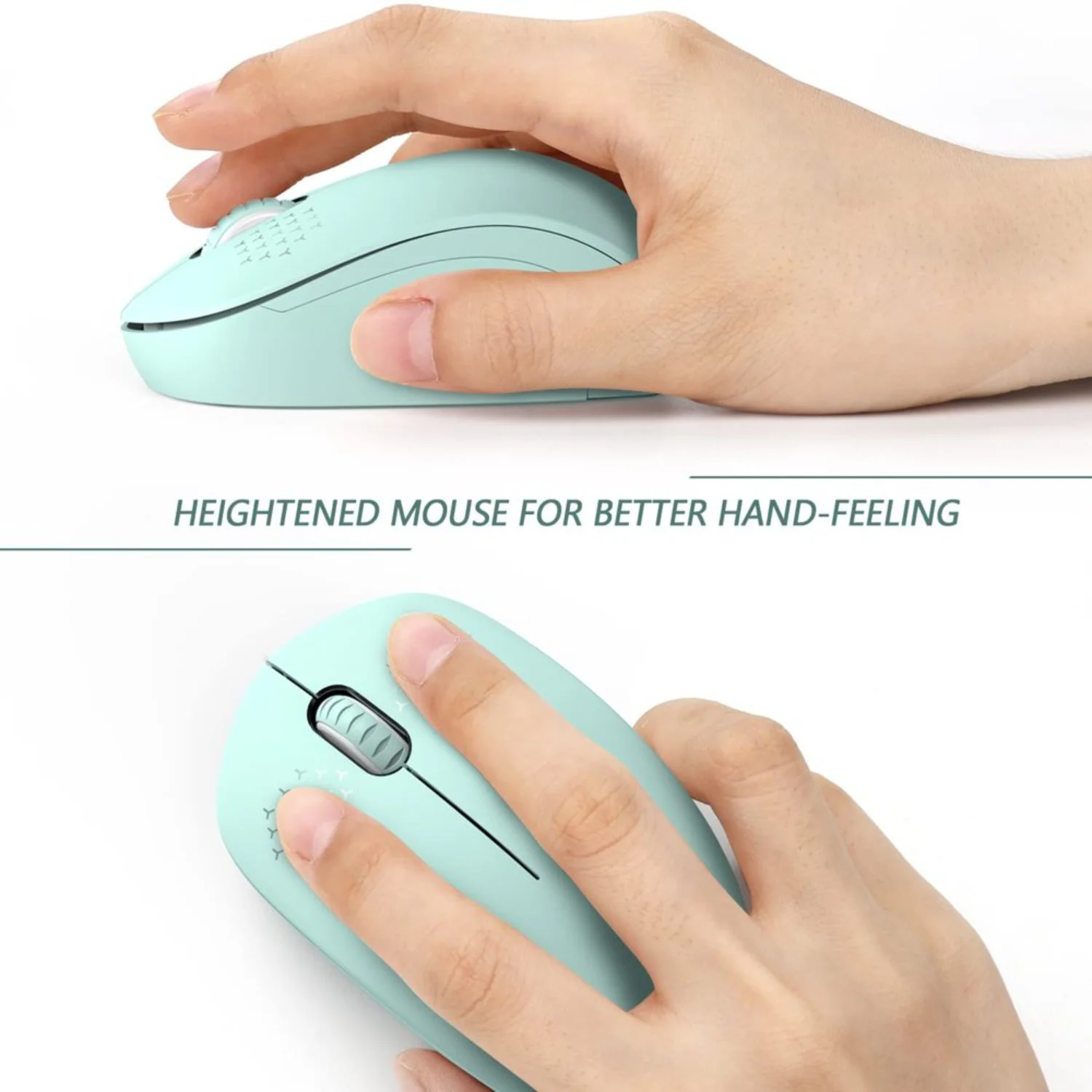 2.4G Noiseless Wireless Mouse with USB Receiver - Portable Mice for PC, Tablet, Laptop - Compatible with Windows - Mint Green